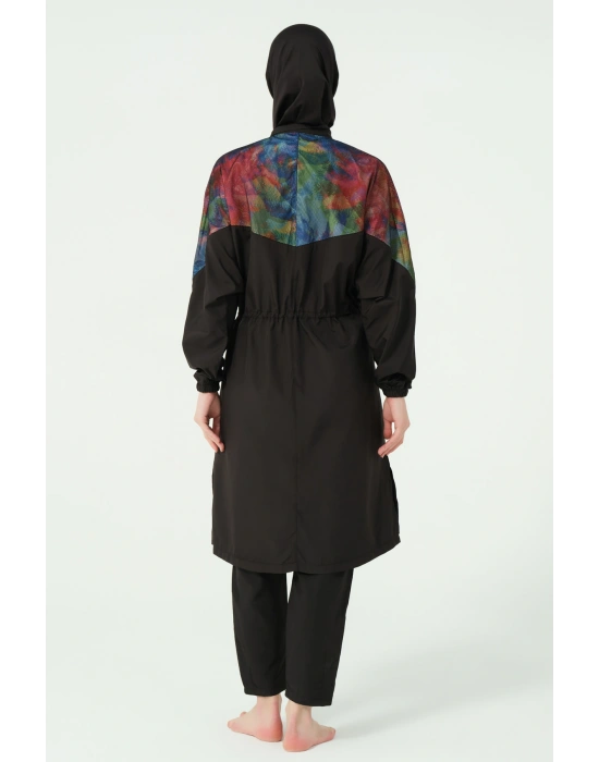 File Detaylı Oversize Uzun Tesettür Mayo