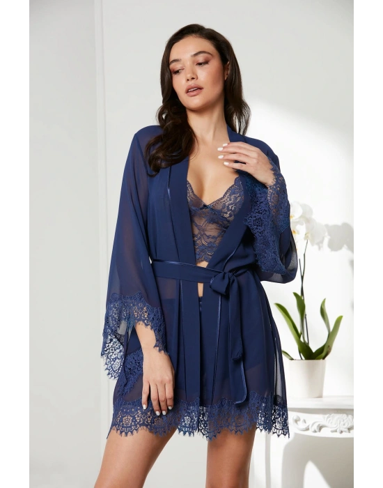 Saten Dörtlü Gelin Çeyiz Seti - 7005 Lacivert