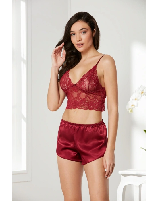 Saten Dörtlü Gelin Çeyiz Seti - 7005 Bordo