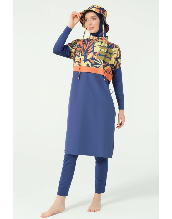 Crop Görünümlü Şapkalı Rahat Tesettür Mayo