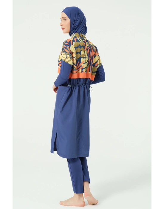 Crop Görünümlü Şapkalı Rahat Tesettür Mayo