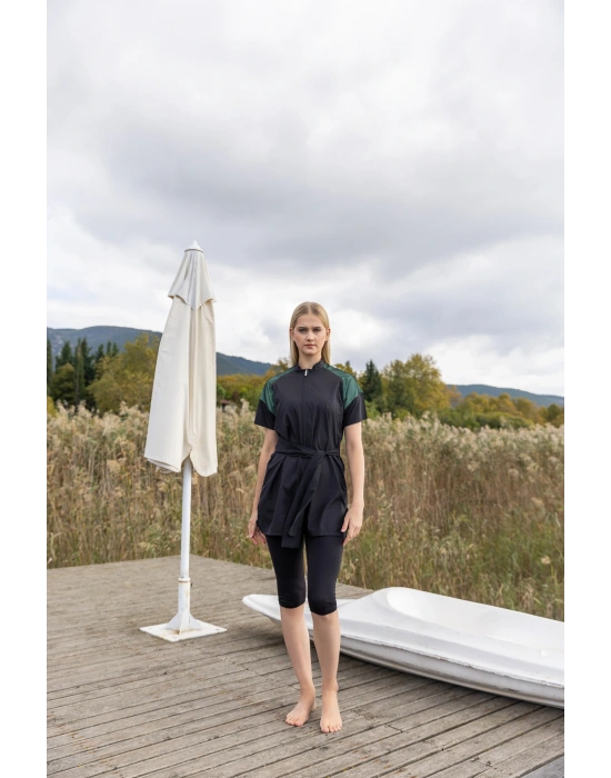 Reglan File Detaylı Yarım Kol Yarı Kapalı Mayo