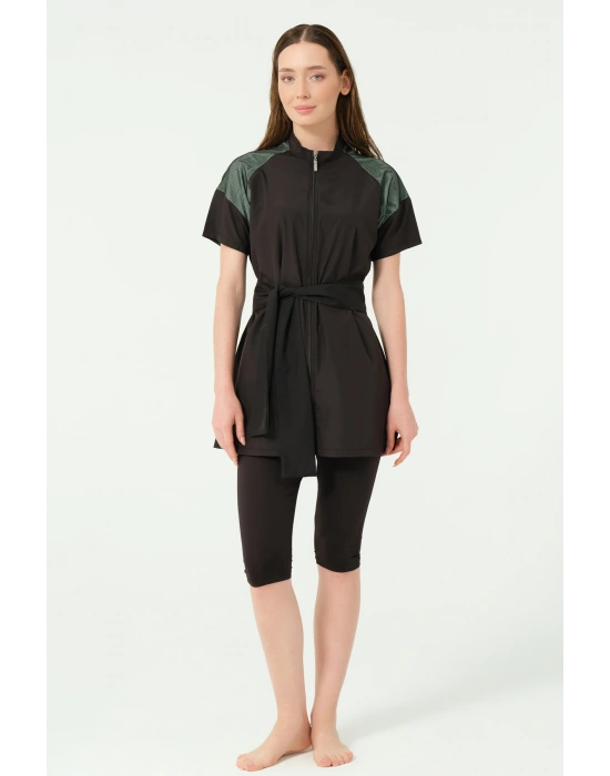 Reglan File Detaylı Yarım Kol Yarı Kapalı Mayo