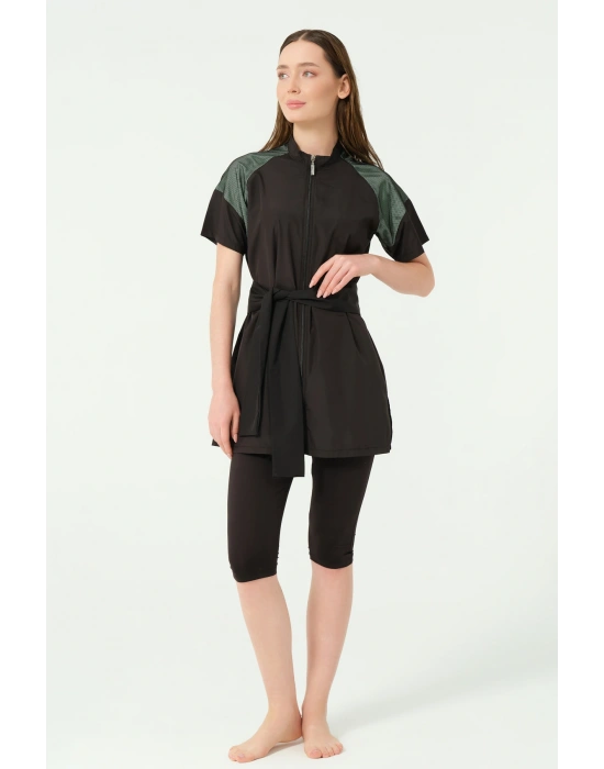 Reglan File Detaylı Yarım Kol Yarı Kapalı Mayo