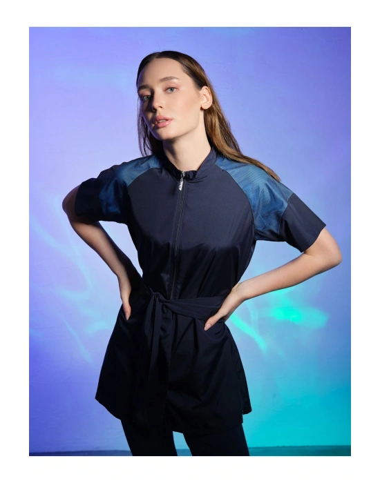 Reglan File Detaylı Yarım Kol Yarı Kapalı Mayo