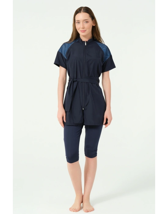 Reglan File Detaylı Yarım Kol Yarı Kapalı Mayo