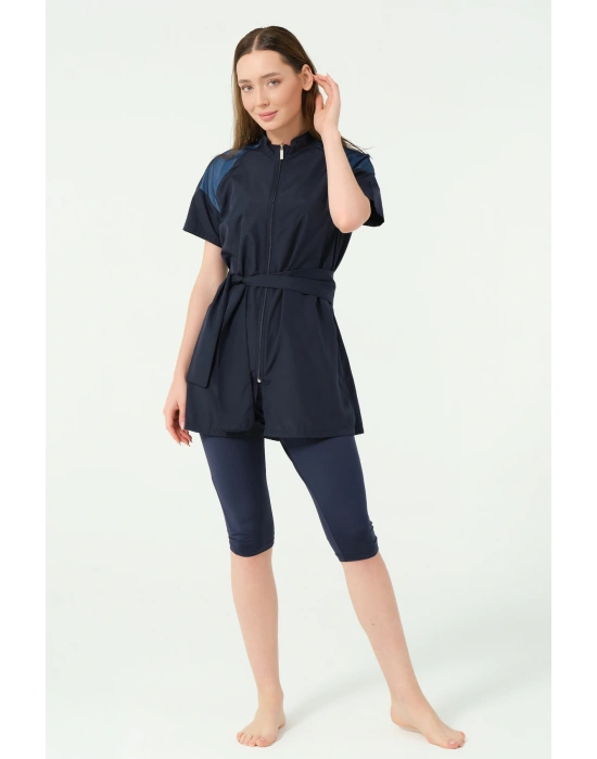 Reglan File Detaylı Yarım Kol Yarı Kapalı Mayo