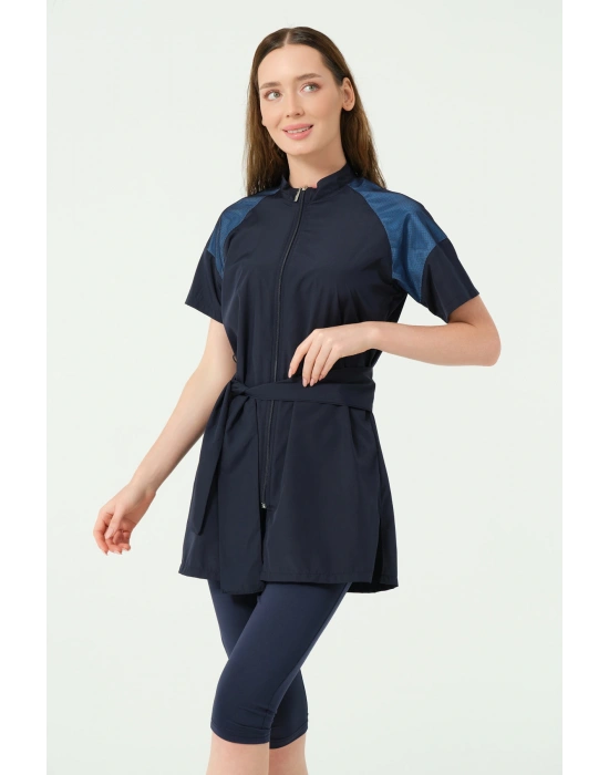 Reglan File Detaylı Yarım Kol Yarı Kapalı Mayo