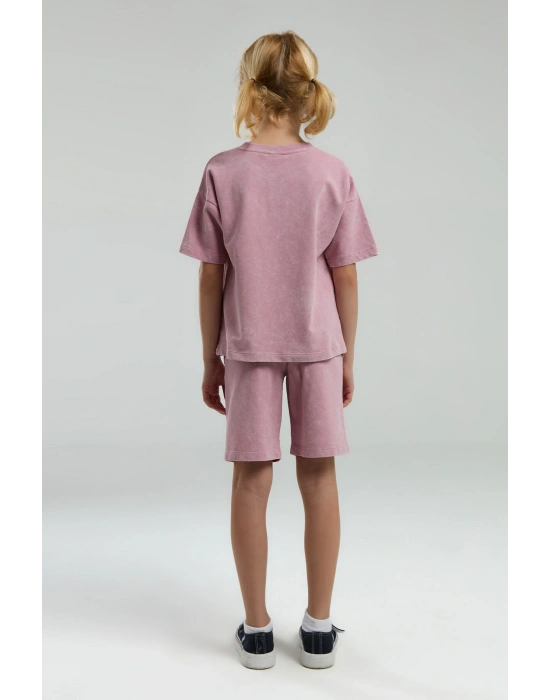 U.S. Polo Assn. Kız Çocuk Pembe Bermuda Takım