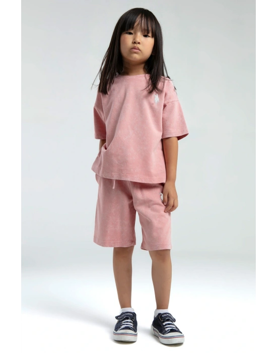 Kız Çocuk Pembe Bermuda Takım