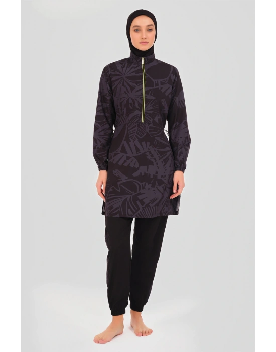 Neon Biye Detaylı Spor Tesettür Mayo