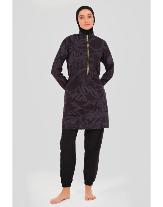 Neon Biye Detaylı Spor Tesettür Mayo