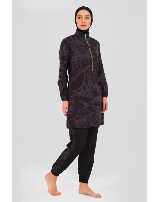 Neon Biye Detaylı Spor Tesettür Mayo