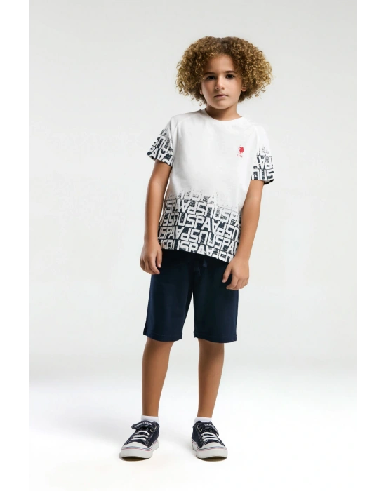 Erkek Çocuk Beyaz Bermuda Takım