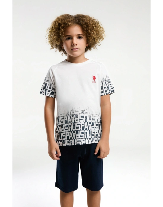 Erkek Çocuk Beyaz Bermuda Takım