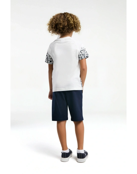 Erkek Çocuk Beyaz Bermuda Takım