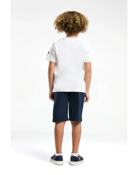 Erkek Çocuk Beyaz Bermuda Takım
