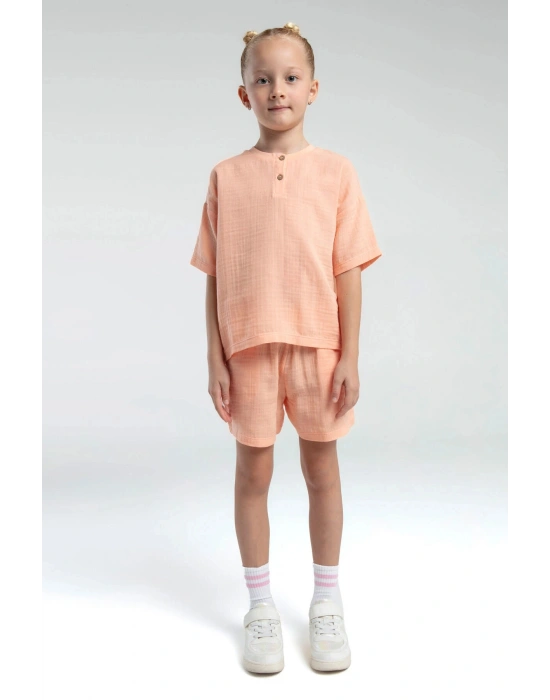 Kız Çocuk Turuncu Şort Takım