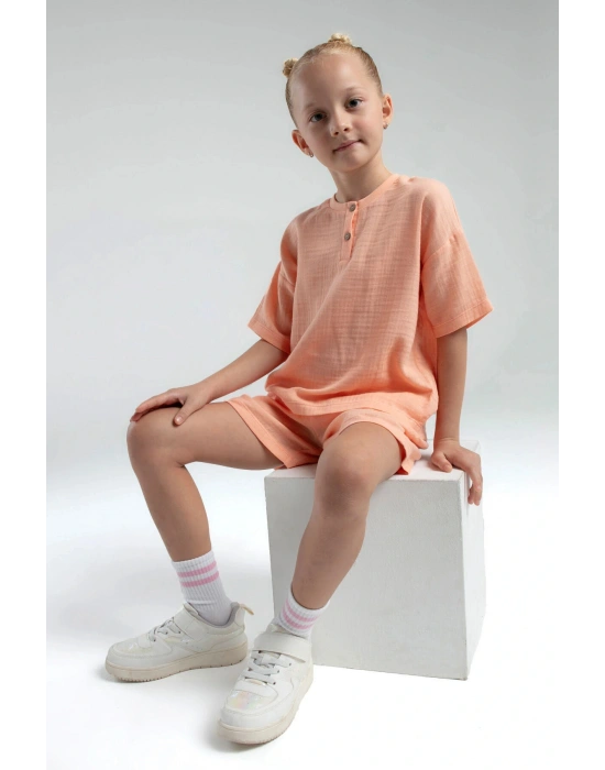 Kız Çocuk Turuncu Şort Takım