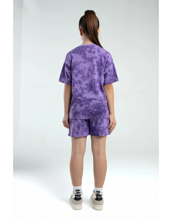 Kız Çocuk Mor Şort Takım