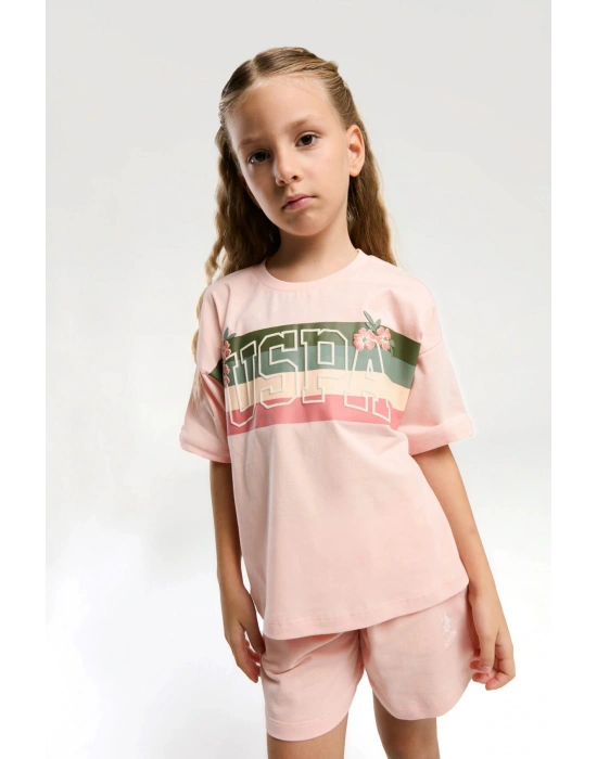 Kız Çocuk Pembe Şort Takım