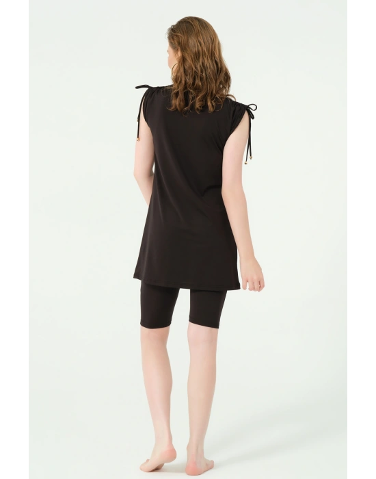 Rustin Kol Toplamalı Sıfır Kol Yarı Kapalı Mayo