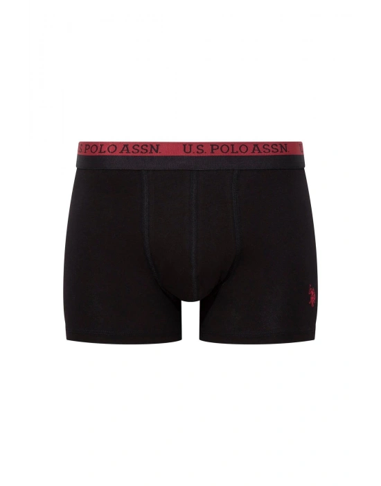 U.S. Polo Assn. 80522 Erkek Baskılı-Bordo-Siyah Modal 3 Lü Boxer