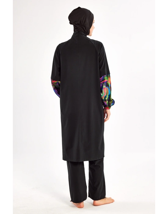 Spor Likra Tam Kapalı Tesettür Mayo Elıse 1227 Siyah