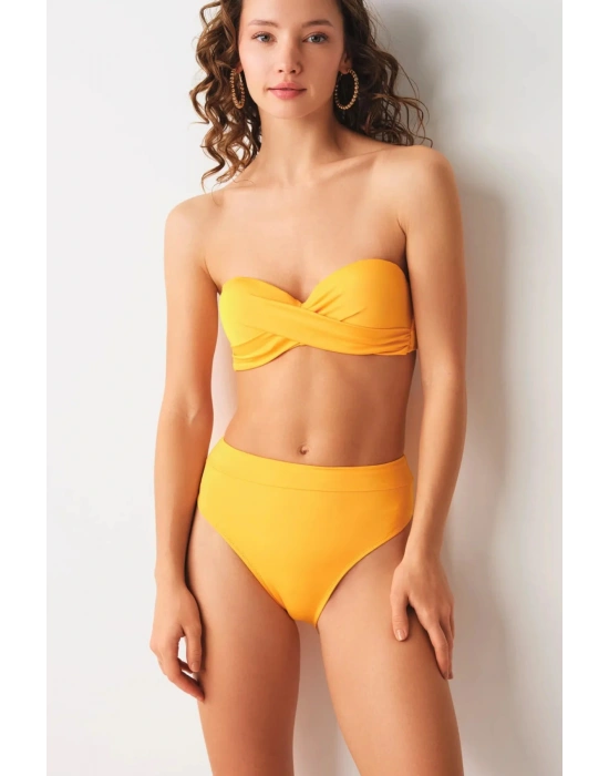 Tek Parça Üst - Düğüm Detaylı Double Dolgulu Straplez Bikini Üstü