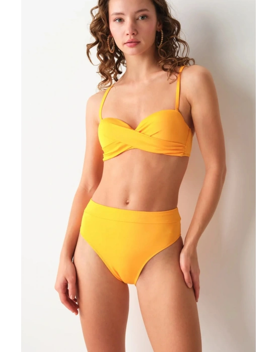Tek Parça Üst - Düğüm Detaylı Double Dolgulu Straplez Bikini Üstü