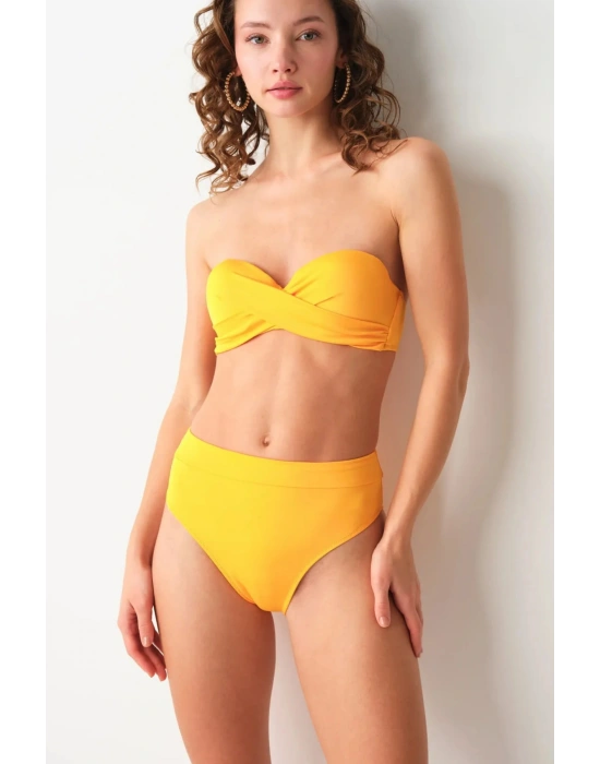 Tek Parça Üst - Düğüm Detaylı Double Dolgulu Straplez Bikini Üstü