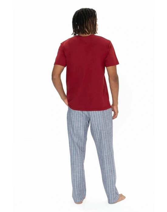 U.s Polo Assn. 18915 Erkek Kısa Kollu Yakası Düğmeli Pijama Takımı-Bordo