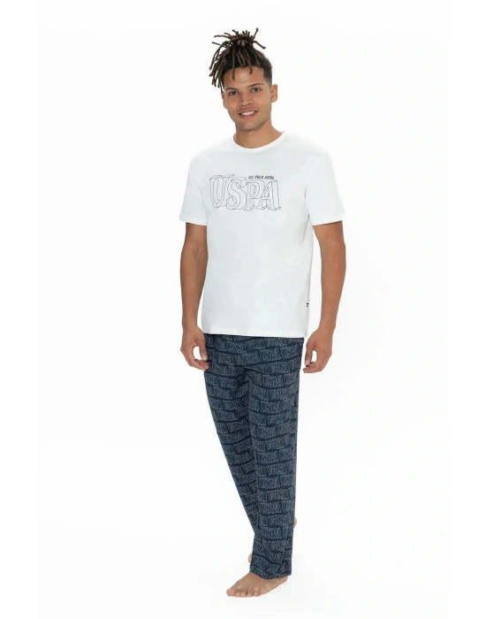U.s Polo Assn. 18903 Erkek Kısa Kollu Bisiklet Yaka 3lü Pijama Takımı-Ekru