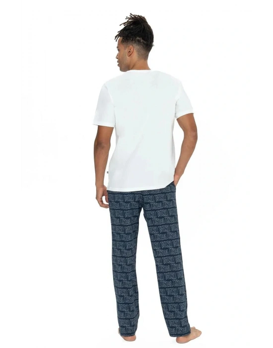 U.s Polo Assn. 18903 Erkek Kısa Kollu Bisiklet Yaka 3lü Pijama Takımı-Ekru