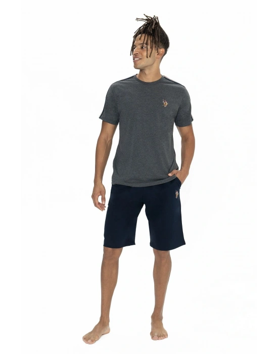 U.s Polo Assn. 18868 Erkek Kısa Kollu Bisiklet Yaka Şortlu Pijama Takımı-Antrasitmelanj