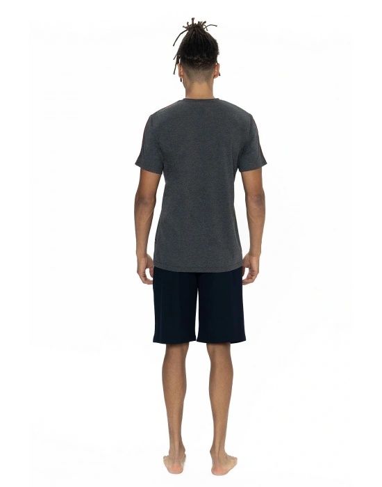 U.s Polo Assn. 18868 Erkek Kısa Kollu Bisiklet Yaka Şortlu Pijama Takımı-Antrasitmelanj