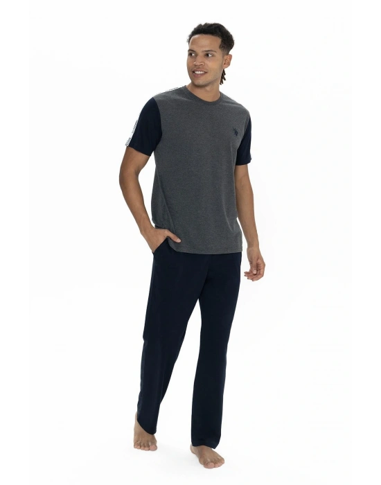 U.s Polo Assn. 18898 Erkek Kısa Kollu Bisiklet Yaka Pijama Takımı-Antrasitmelanj