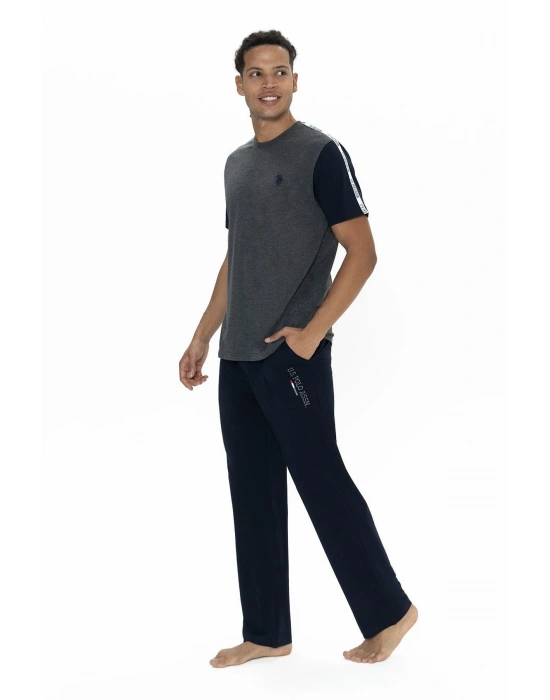 U.s Polo Assn. 18898 Erkek Kısa Kollu Bisiklet Yaka Pijama Takımı-Antrasitmelanj