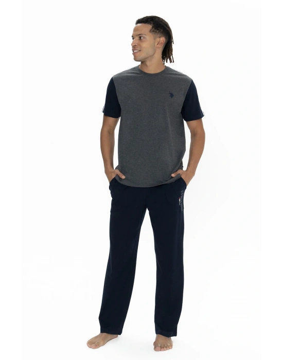 U.s Polo Assn. 18898 Erkek Kısa Kollu Bisiklet Yaka Pijama Takımı-Antrasitmelanj