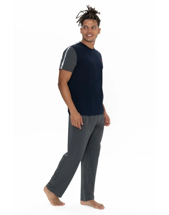 U.s Polo Assn. 18898 Erkek Kısa Kollu Bisiklet Yaka Pijama Takımı-Lacivert