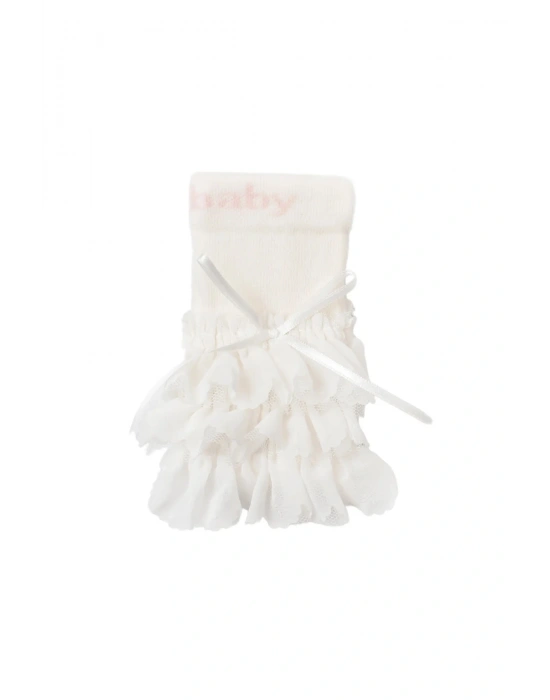 Biorganic Jakarlı Dantelli Külotlu Çorap 68440 Ekru