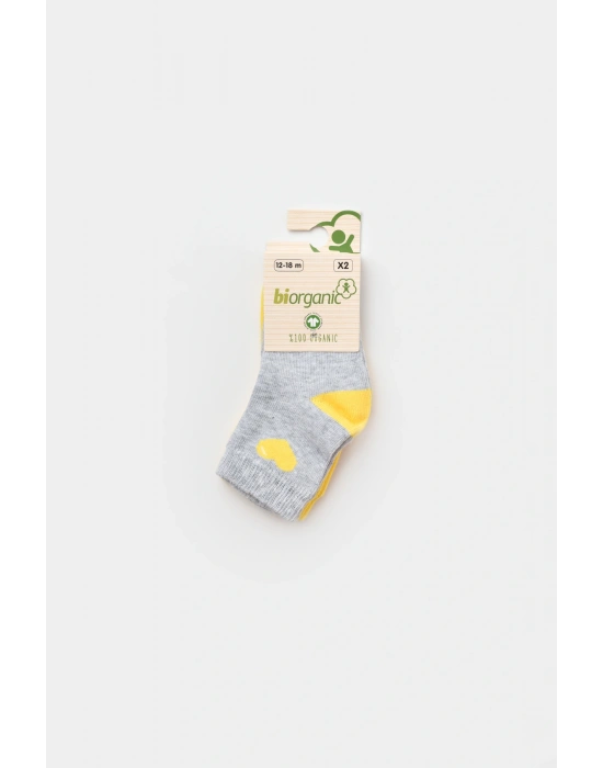 Hi Kız 2li Çorap Gri-Sarı