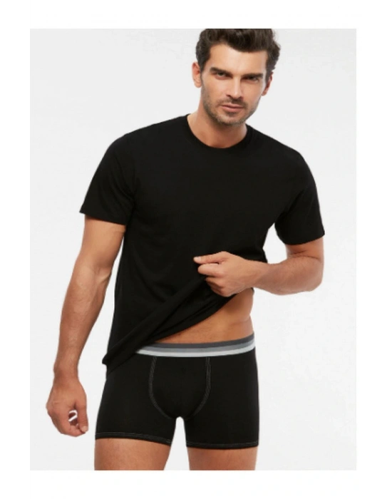 Erkek Siyah Eduardo 2li T-shirt Atlet