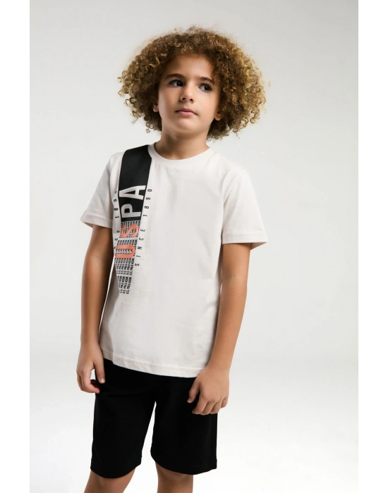 Erkek Çocuk Krem Bermuda Takım