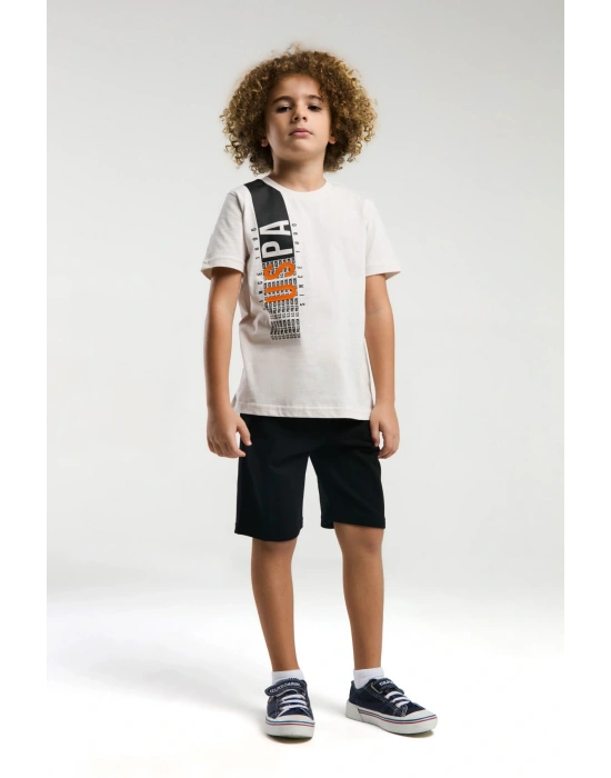 Erkek Çocuk Krem Bermuda Takım