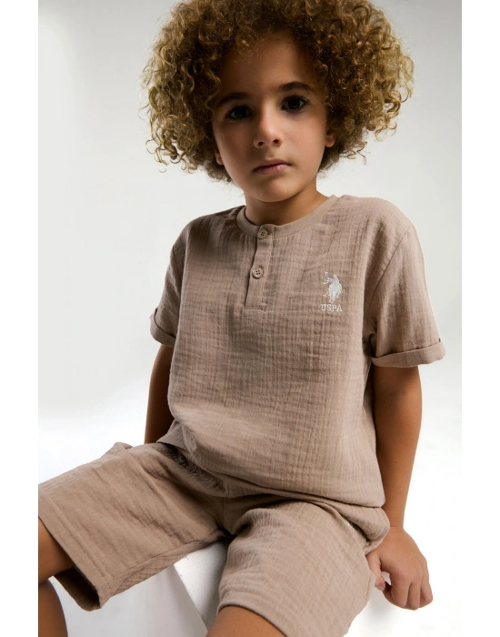 U.S. Polo Assn. Erkek Çocuk Krem Bermuda Takım