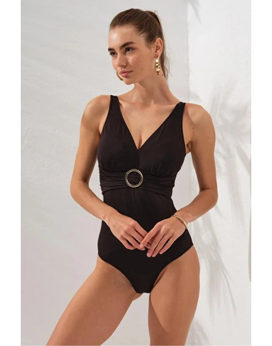 Stella V Yaka Tokalı Korseli Mayo Siyah DLX-231133