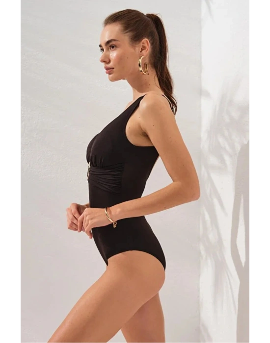 Stella V Yaka Tokalı Korseli Mayo Siyah DLX-231133