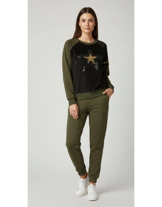 Sementa Zemin Siyah Kenarlar Yeşil Kadın Eşofman Takımı