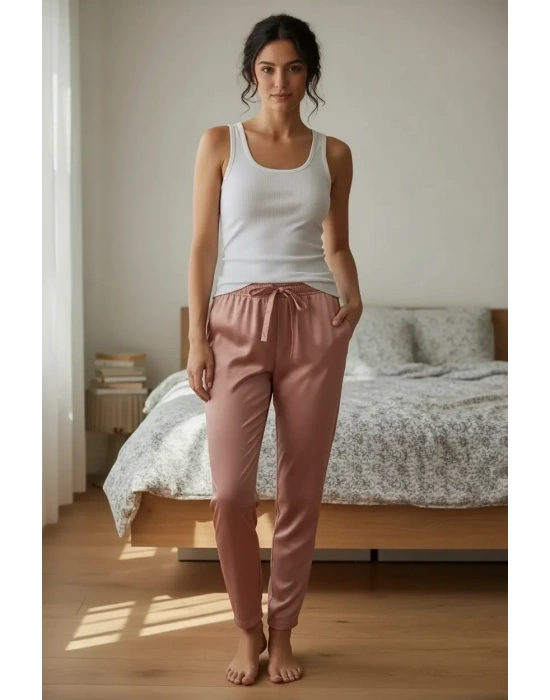 Kadın Kadife Alt Pijama Siyah